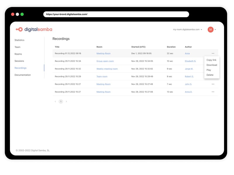 Digital Samba Embedded - Video SDK and Video Conferencing API - New Cloud Recording Feature (MP4)-min