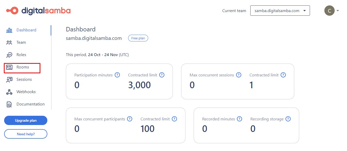 digital-samba-dashboard- Rooms